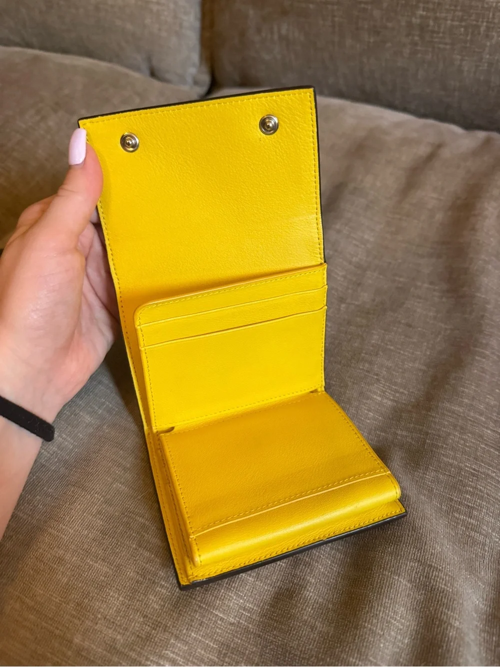 Celine Pebbled Leather Card & Key Holder in Taupe